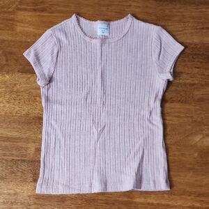 Abercrombie Kids Light Pink Ribbed Short Sleeve Top